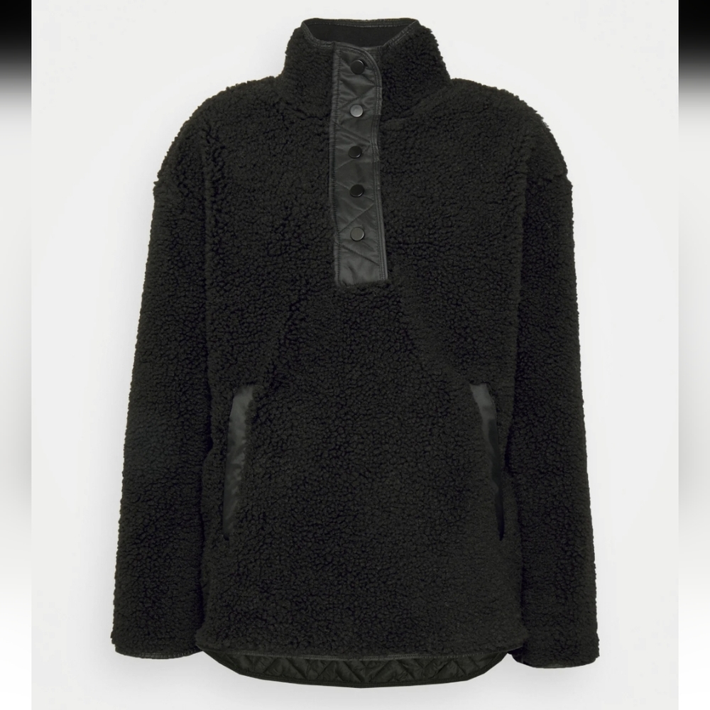 NWOT Athleta Black Cozy Sherpa Snap Sweatshirt NWOT - Picture 7 of 11